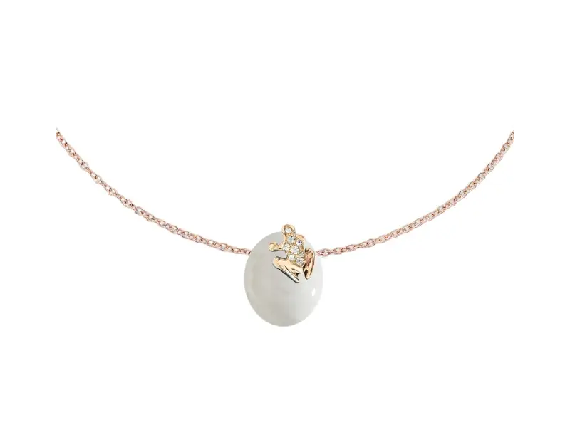 COLLANA CON ELEMENTO BIANCO, ORO ROSA E DIAMANTI HAPPY FROG DADA ARRIGONI DHF02CATBRRDI